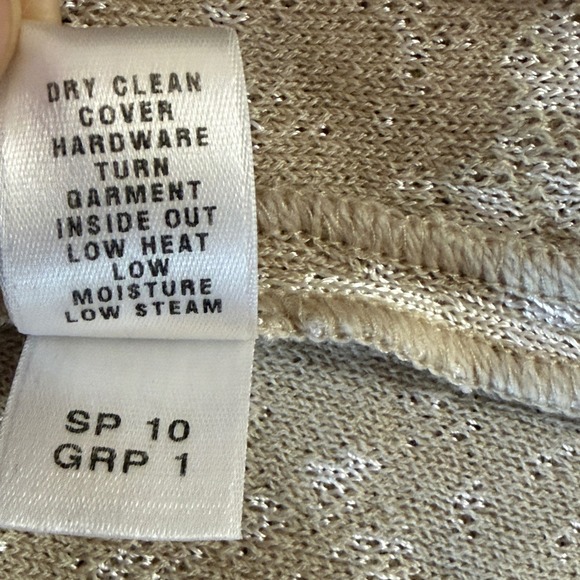 ST JOHN Knit Cardigan Beige Cream Pattern Waterfall Shawl Draped sz M _READ_ - Picture 8 of 10